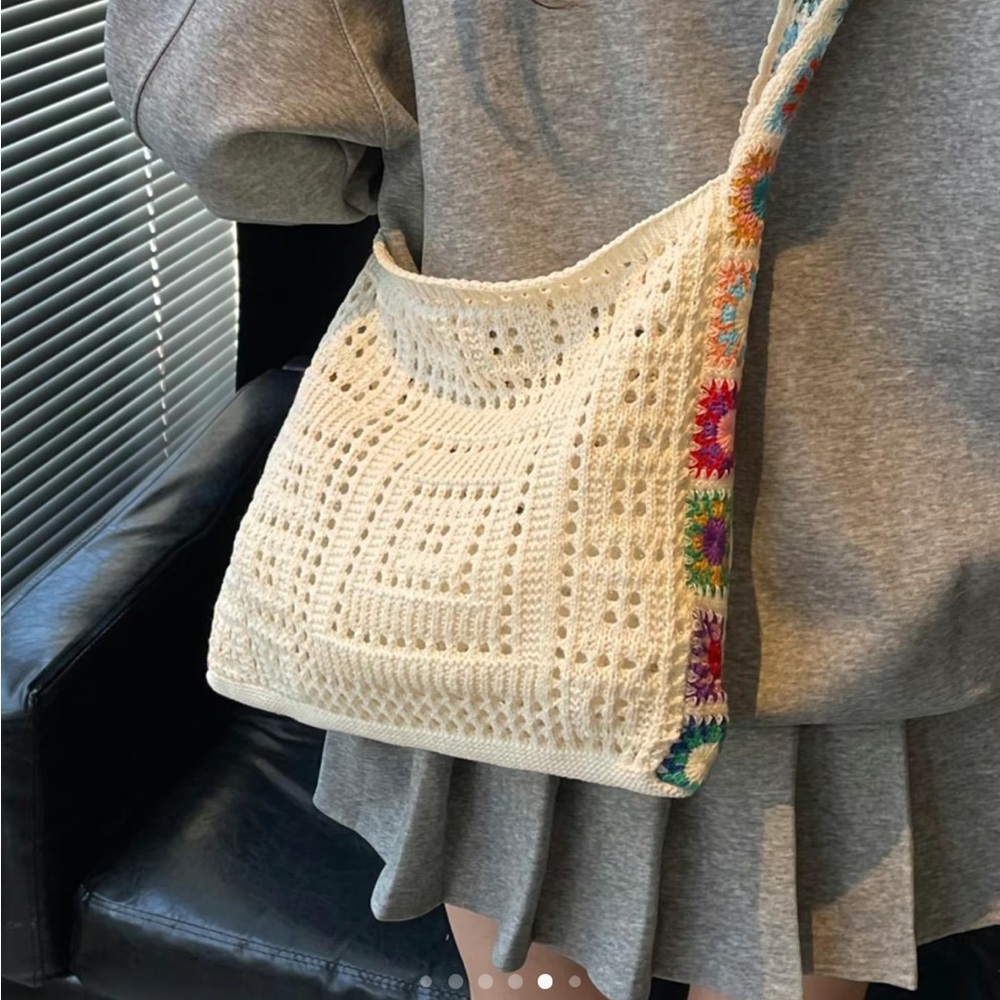 Black Crochet Shoulder Bag - Picture 3 of 7